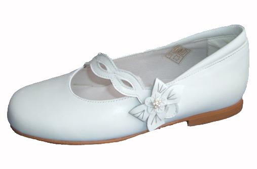 Zapato de comunión Flor Napa Blanco para niña de la casa I Love Coper.Ref:3032